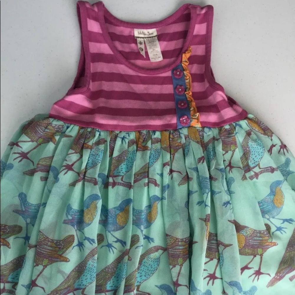 Matilda Jane Plum Striped & Bird Flowy Tank SZ 6